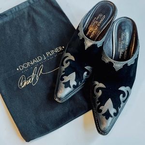 Donald J Pliner Western Couture Collection Suede Printed Mules